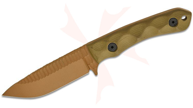 Stroup Knives GP2 General Purpose Fixed Blade Knife 3.75 inch 1095 Flat Dark Earth Cerakote Hand Carved Drop Point Blade, Milled OD Green G10 Handles, Kydex Sheath