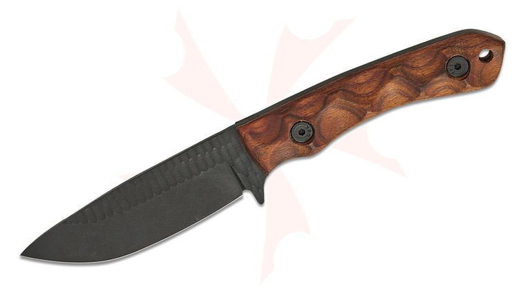 Stroup Knives GP2 General Purpose Fixed Blade Knife 3.75 inch 1095 Black Cerakote Hand Carved Drop Point Blade, Milled Honduran Rosewood Handles, Kydex Sheath
