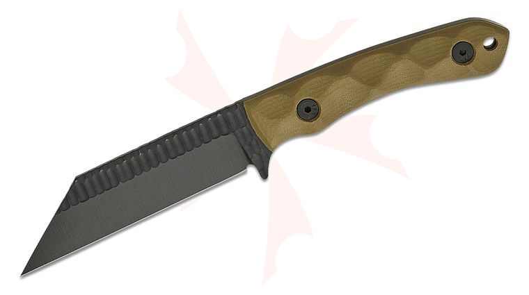 Stroup Knives GP3 General Purpose Fixed Blade Knife 4.25 inch 1095 Black Cerakote Hand Carved Wharncliffe Blade, Milled OD Green G10 Handles, Kydex Sheath