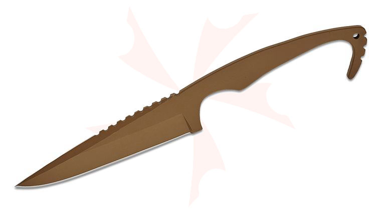 Stroup Knives MK2 Combat Fixed Blade Knife 4 inch 1095 Flat Dark Earth Cerakote Double Edge Drop Point Blade and Handle, Kydex Sheath with Discreet Carry Concepts Clip