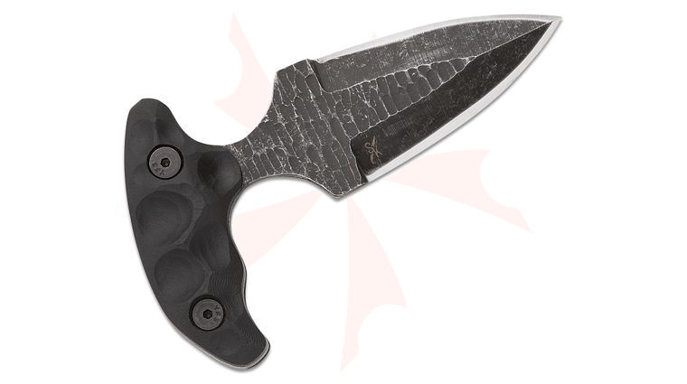 Stroup Knives SD1 Stabber Dagger Push Dagger Fixed Blade Knife 3 inch 1095 Hand Carved Double Edge Dagger Blade, Milled Black G10 Handles, Kydex Sheath