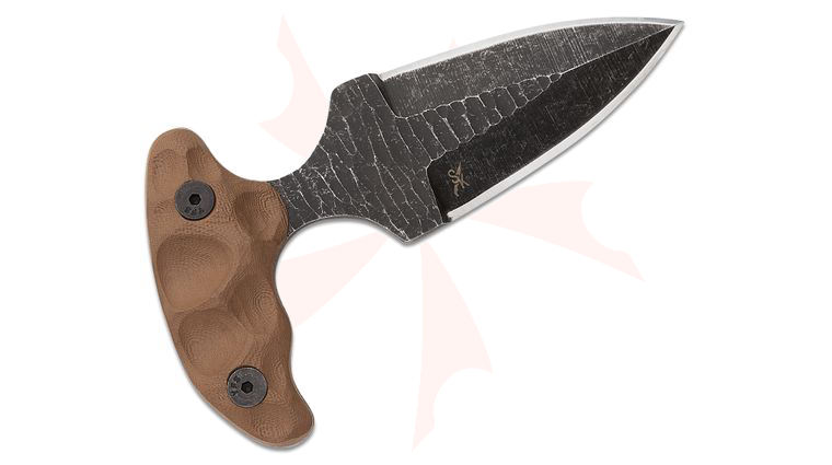 Stroup Knives SD1 Stabber Dagger Push Dagger Fixed Blade Knife 3 inch 1095 Hand Carved Double Edge Dagger Blade, Milled Flat Dark Earth G10 Handles, Kydex Sheath