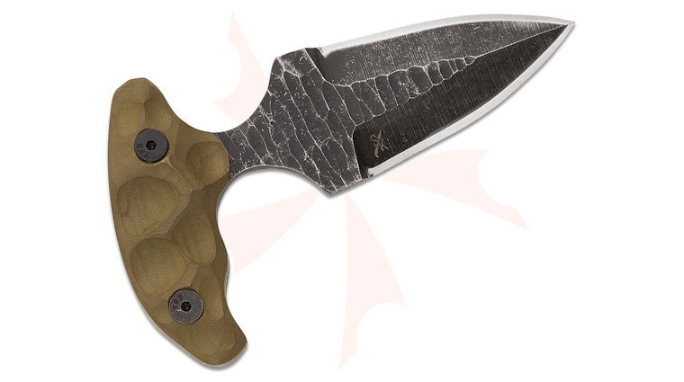 Stroup Knives SD1 Stabber Dagger Push Dagger Fixed Blade Knife 3 inch 1095 Hand Carved Double Edge Dagger Blade, Milled OD Green G10 Handles, Kydex Sheath