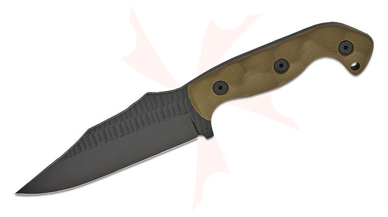 Stroup Knives TU1 Tactical Use Fixed Blade Knife 5 inch 1095 Black Cerakote Hand Carved Clip Point Blade, Milled OD Green G10 Handles, Kydex Sheath