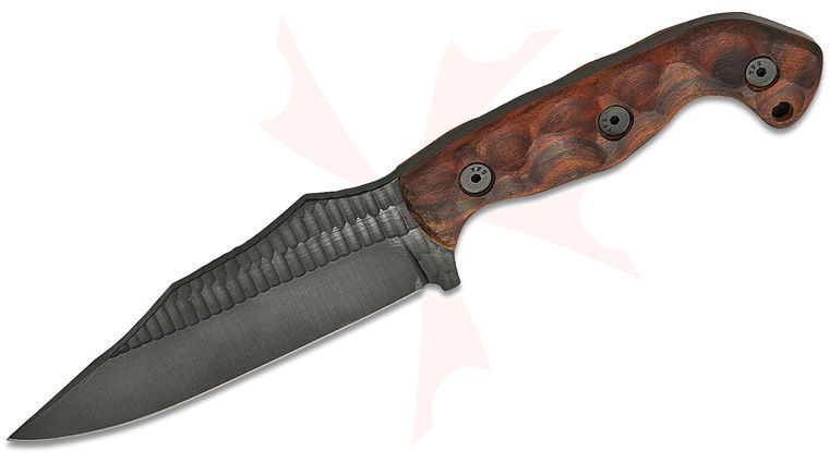 Stroup Knives TU1 Tactical Use Fixed Blade Knife 5 inch 1095 Black Cerakote Hand Carved Clip Point Blade, Milled Honduran Rosewood Handles, Kydex Sheath