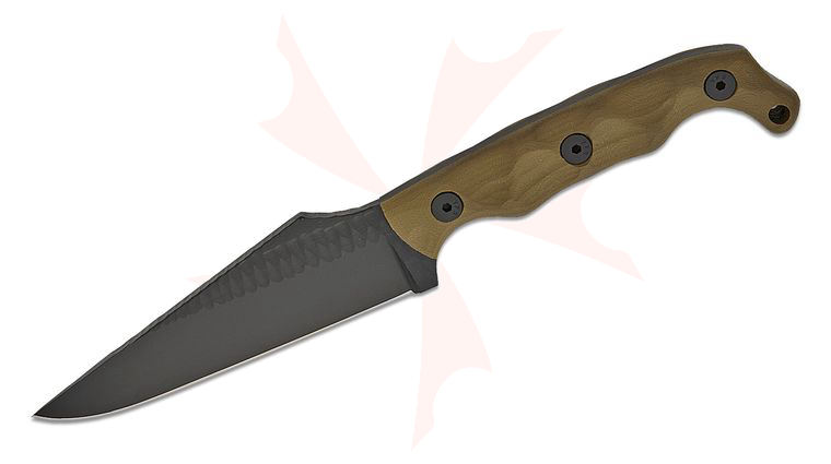 Stroup Knives TU2 Tactical Use Fixed Blade Knife 4.5 inch 1095 Black Cerakote Hand Carved Pike Blade, Milled OD Green G10 Handles, Kydex Sheath