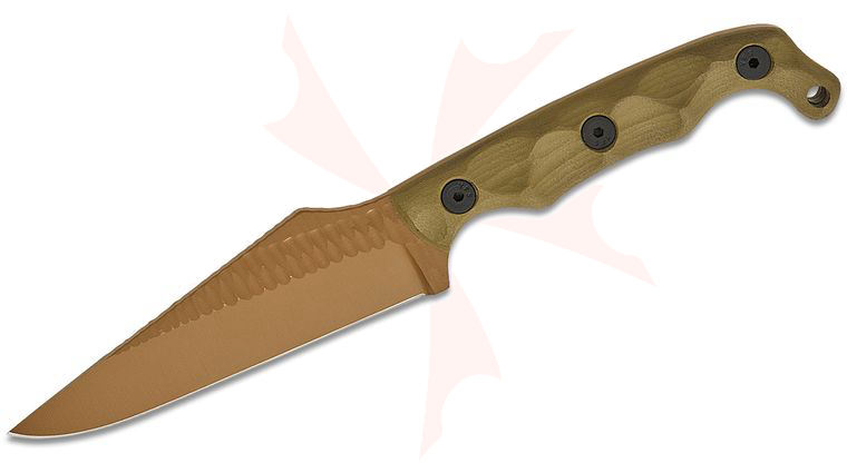 Stroup Knives TU2 Tactical Use Fixed Blade Knife 4.5 inch 1095 Flat Dark Earth Cerakote Hand Carved Pike Blade, Milled OD Green G10 Handles, Kydex Sheath