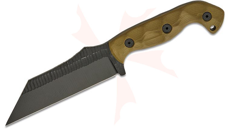 Stroup Knives TU3 Tactical Use Fixed Blade Knife 5 inch 1095 Black Cerakote Hand Carved Wharncliffe, Milled OD Green G10 Handles, Kydex Sheath