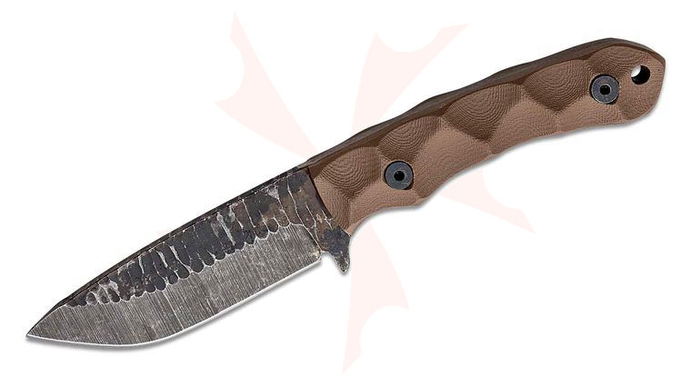 Stroup Knives GP2 General Purpose Fixed Blade Knife 3.75 inch 1095 Hand Carved Drop Point Blade, Milled Flat Dark Earth G10 Handles, Kydex Sheath
