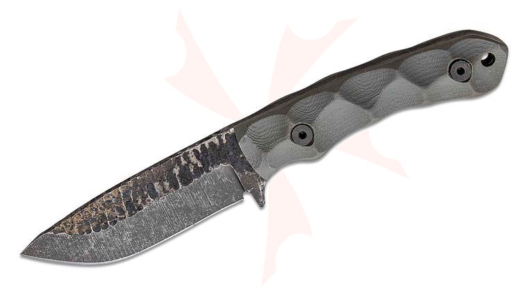 Stroup Knives GP2 General Purpose Fixed Blade Knife 3.75 inch 1095 Hand Carved Drop Point Blade, Milled Gray G10 Handles, Kydex Sheath