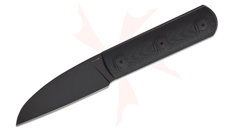 StraightLine EDC Igor Bortolussi Ally Fixed Blade Knife 2.75 inch M390 Black PVD Sheepsfoot Blade, Black G10 Handles, Leather Sheath