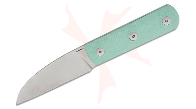 StraightLine EDC Igor Bortolussi Ally Fixed Blade Knife 2.75 inch M390 Satin Sheepsfoot Blade, Tiffany Blue G10 Handles, Leather Sheath