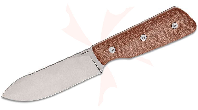 StraightLine EDC DCA Bigger Digger Pocket Fixed Blade Knife 3.75 inch 14C28N Stonewashed Spey Blade, Natural Canvas Micarta Handles, Kydex Sheath