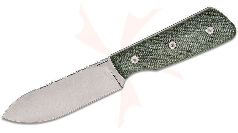 StraightLine EDC DCA Bigger Digger Pocket Fixed Blade Knife 3.75 inch 14C28N Stonewashed Spey Blade, Green Canvas Micarta Handles, Kydex Sheath