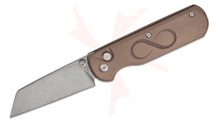 StraightLine EDC Igor Bortolussi ROX Button Lock Folding Knife 2.81 inch M390 Stonewashed Reverse Tanto Blade, Gray Ti-Anodized Aluminum Handles