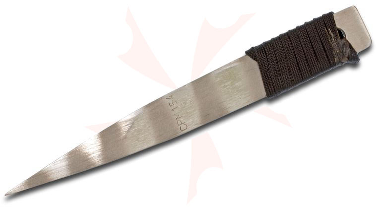 Strider Knives LM Nail Fixed CPM-154 Tiger Striped Blade, 5.9 inch Overall, Black Cord Wrapped Handle, Kydex Sheath