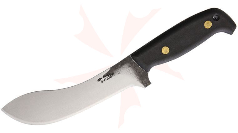 Svord 67L Curved Skinner Fixed 6 inch Carbon Steel Blade, Black Polypropylene Handles, Leather Sheath