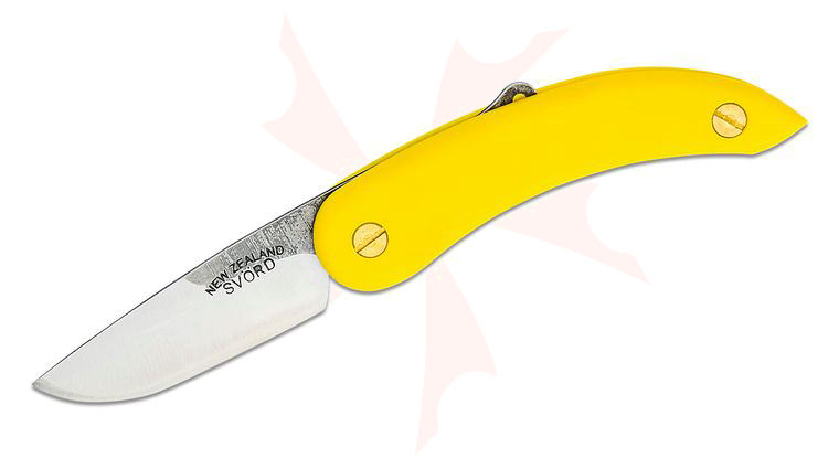 Svord Peasant Friction Folding Knife 3 inch Carbon Steel Blade, Yellow Polypropylene Handles