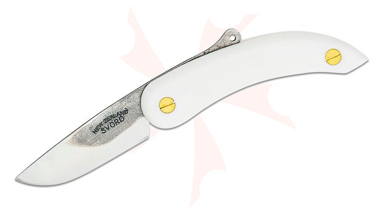 Svord Peasant Friction Folding Knife 3 inch Carbon Steel Blade, White Polypropylene Handles
