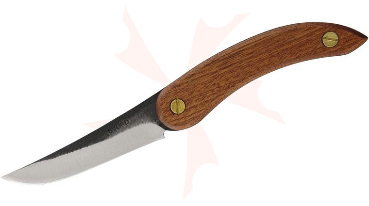 Svord Kiwi Puukko Fixed 4 inch 15N20 Carbon Steel Blade, Wood Handles, Leather Sheath