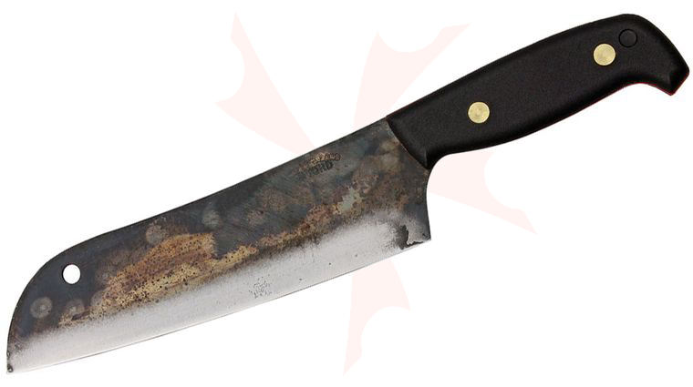 Svord Kiwi Santoku Chef's Knife 7-1/2 inch Carbon Steel Blade, Black Polycarbonate Handle