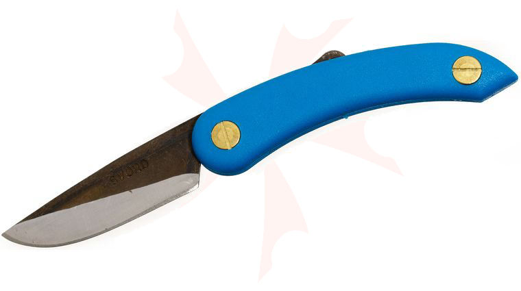 Svord PKM Peasant Mini Friction Folding Knife 2.5 inch Carbon Steel Blade, Blue Zytel Handles