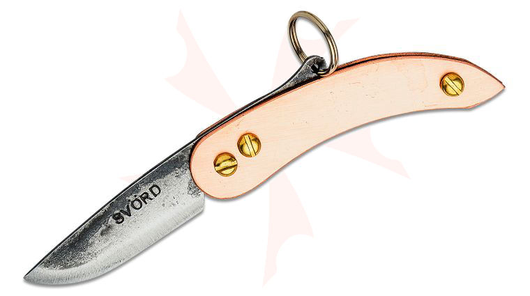 Svord PKMC Peasant Micro Friction Folding Knife 1.875 inch Carbon Steel Blade, Copper Handles