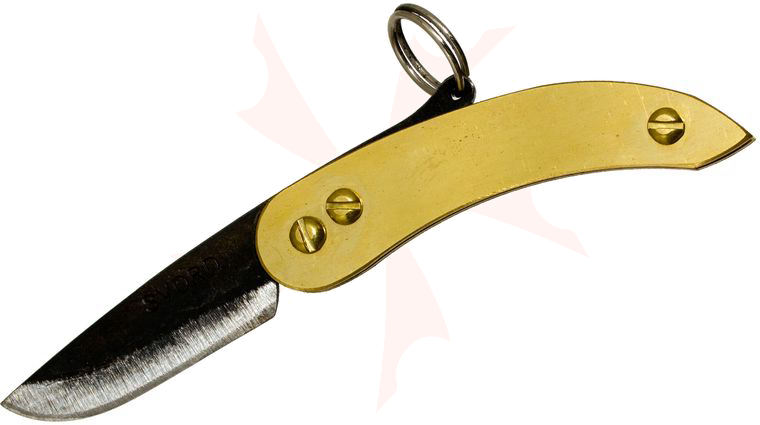 Svord PKMC Peasant Micro Friction Folding Knife 1.875 inch Carbon Steel Blade, Brass Handles
