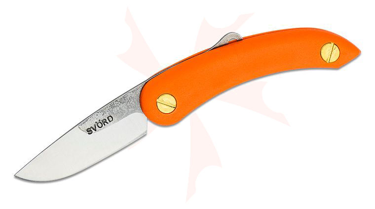 Svord PKM Peasant Mini Friction Folding Knife 2.5 inch Carbon Steel Blade, Orange Zytel Handles