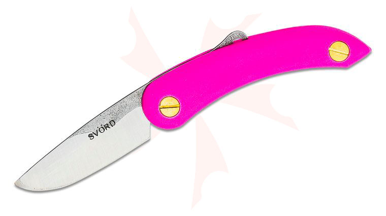Svord PKM Peasant Mini Friction Folding Knife 2.5 inch Carbon Steel Blade, Pink Zytel Handles