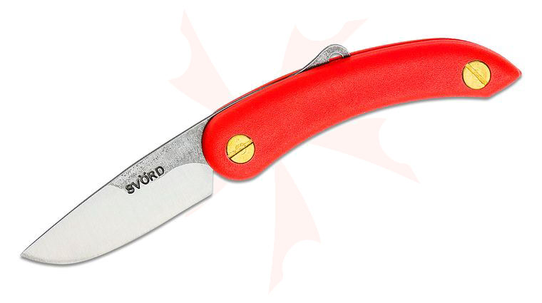 Svord PKM Peasant Mini Friction Folding Knife 2.5 inch Carbon Steel Blade, Red Zytel Handles