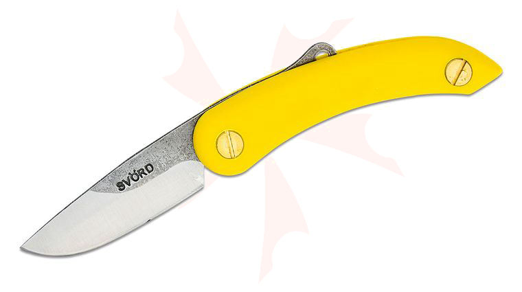 Svord PKM Peasant Mini Friction Folding Knife 2.5 inch Carbon Steel Blade, Yellow Zytel Handles