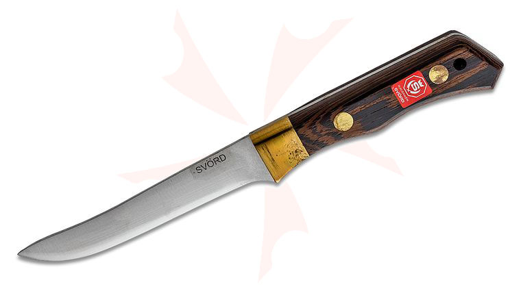 Svord Utility General Purpose Fixed Blade 4.75 inch 15N20 Carbon Steel Blade, Wenge Wood Handle with Brass Bolsters, Leather Sheath