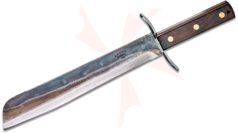 Svord VTG Von Tempsky Golok Knife 13.25 inch Carbon Steel Blade, Wood Handles, Leather Sheath