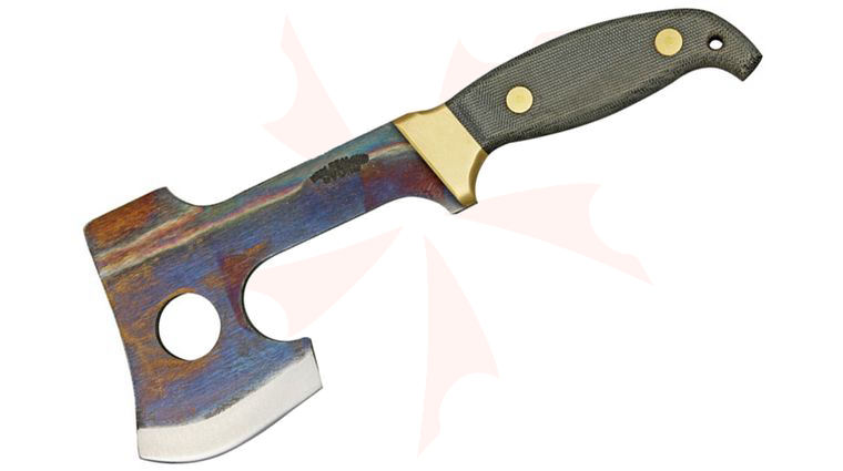 Svord Axe Hatchet 10-1/2 inch Overall, 3 inch Carbon Steel Blade, Linen Micarta Handle, Leather Sheath