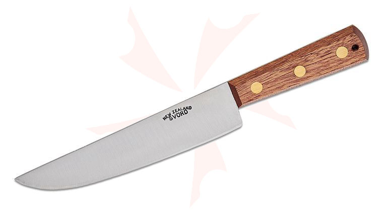 Svord 18CTK 18th Century Trade Fixed Blade Knife 7 inch 15N20 Carbon Steel Satin Trailing Point Blade, Mahogany Handles, Leather Sheath