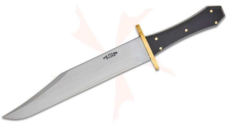 Svord CHB-BL Coffin Bowie Fixed Blade Knife 9.5 inch Carbon Steel Satin Clip Point Blade, Black Lucite Handles with Brass Guard, Black Leather Sheath
