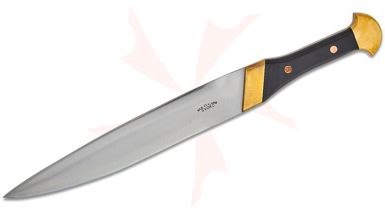 Svord VS Viking Scramasax 12 inch Double Edge Carbon Steel Blade, Micarta Handles, Leather Sheath