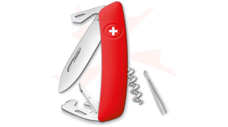 SWIZA D03 Swiss Pocket Knife Multi-Tool, Red, 2.95 inch Plain Blade
