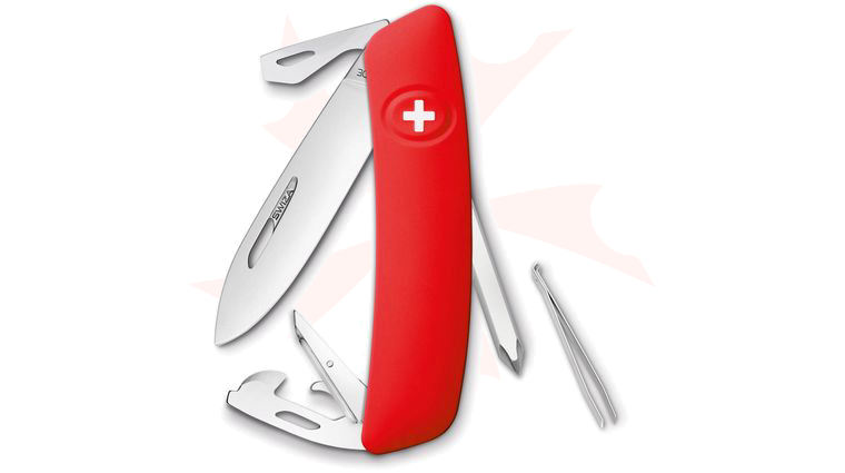 SWIZA D04 Swiss Pocket Knife Multi-Tool, Red, 2.95 inch Plain Blade