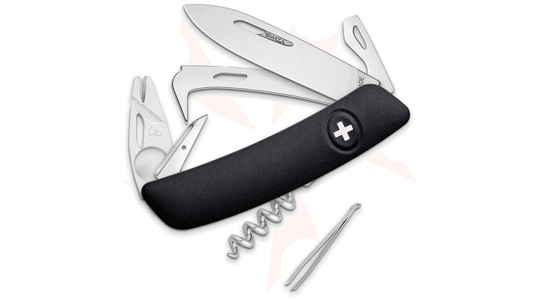 SWIZA Swiss Horse/Equestrian Pocket Knife Multi-Tool, Black Handles, 2.95 inch Plain Blade