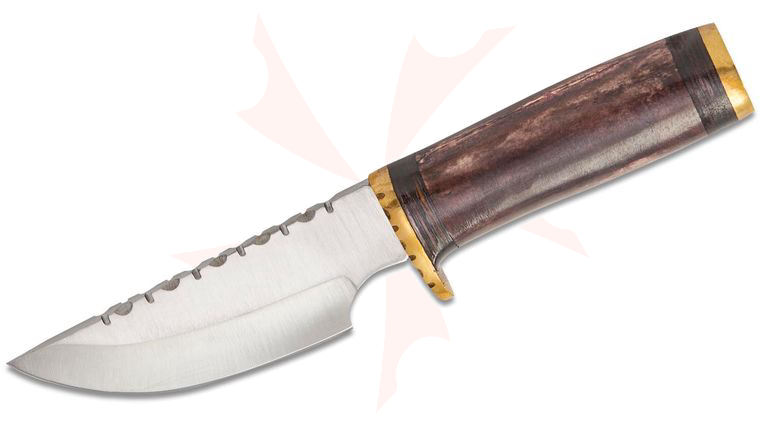 SZCO File Worked Skinner Fixed Blade Knife 4.125 inch Polished Blade, Brown Bone Handle, Brown Leather Sheath