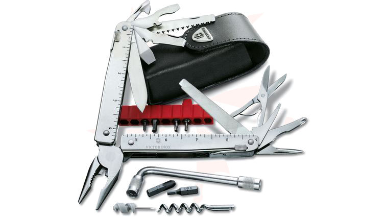 Victorinox Swiss Army SwissTool Plus Multi-Tool 4.5 inch Closed, Black Leather Sheath (Old Sku 53946)