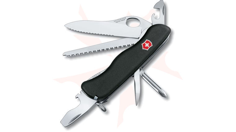 Victorinox Swiss Army One-Hand Trailfinder Serrated Multi-Tool, Black, 4.4 inch Closed (Old Sku 54874)