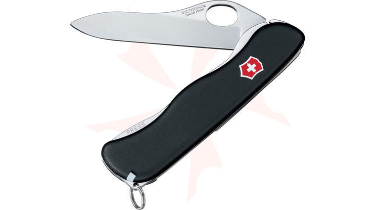 Victorinox Swiss Army One-Hand Sentinel with Clip Non-Serrated Knife, Black, 4.37 inch Closed (Old Sku 54885)