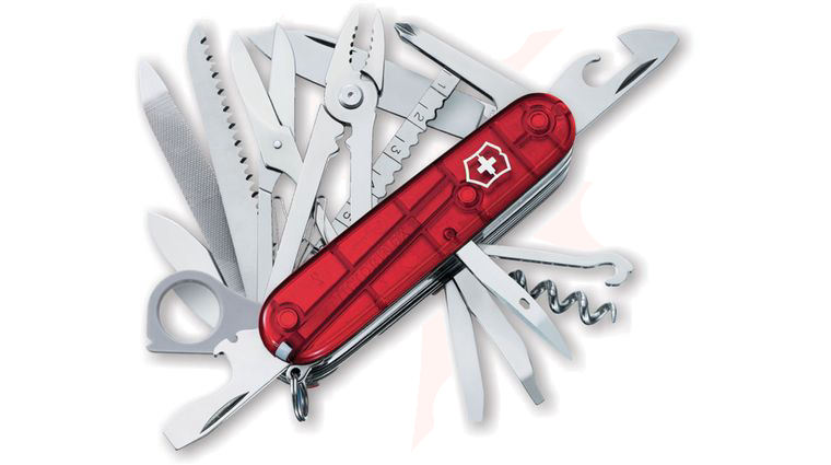 Victorinox Swiss Army SwissChamp Multi-Tool, Translucent Ruby, 3.58 inch Closed (Old Sku 53506)
