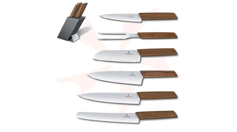 Victorinox Swiss Modern 7-Piece Wooden Knife Block Set, Anthracite