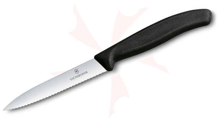 Victorinox Swiss Classic 4 inch Paring Knife, Serrated, Black Polypropylene Handle