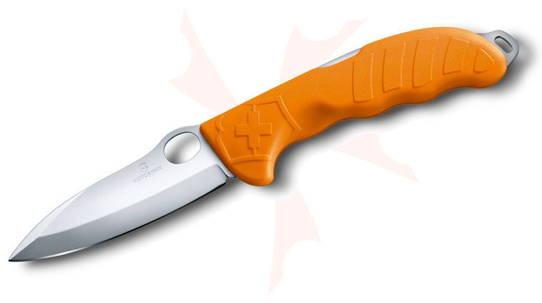 Victorinox Swiss Army Hunter Pro M Folding Knife 4 inch Bead Blast Blade, Orange Synthetic Handles, Nylon Pouch