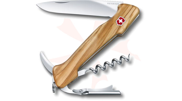 Victorinox Swiss Army Wine Master, Olive Wood, 5.1 inch Closed, Leather Pouch